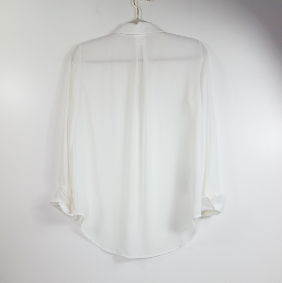 Mango Off White Flowy Button Up Shirt Size 4 - Picture 10 of 15